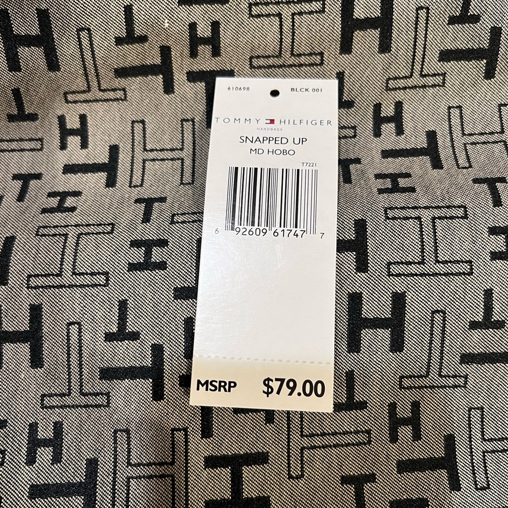 Tommy Hilfiger Black and Gray Logo Hobo Bag